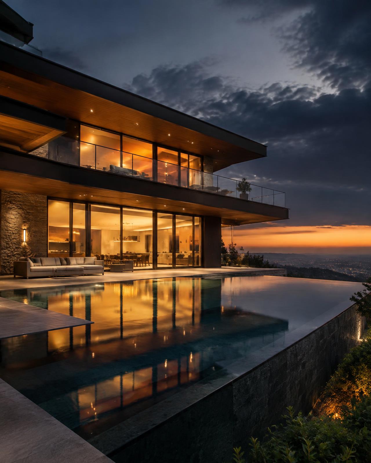 Luxury home at dusk